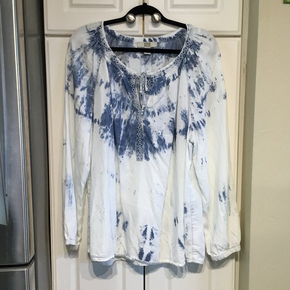 Vintage America Tie Dye Scoop Tie Neck Tunic